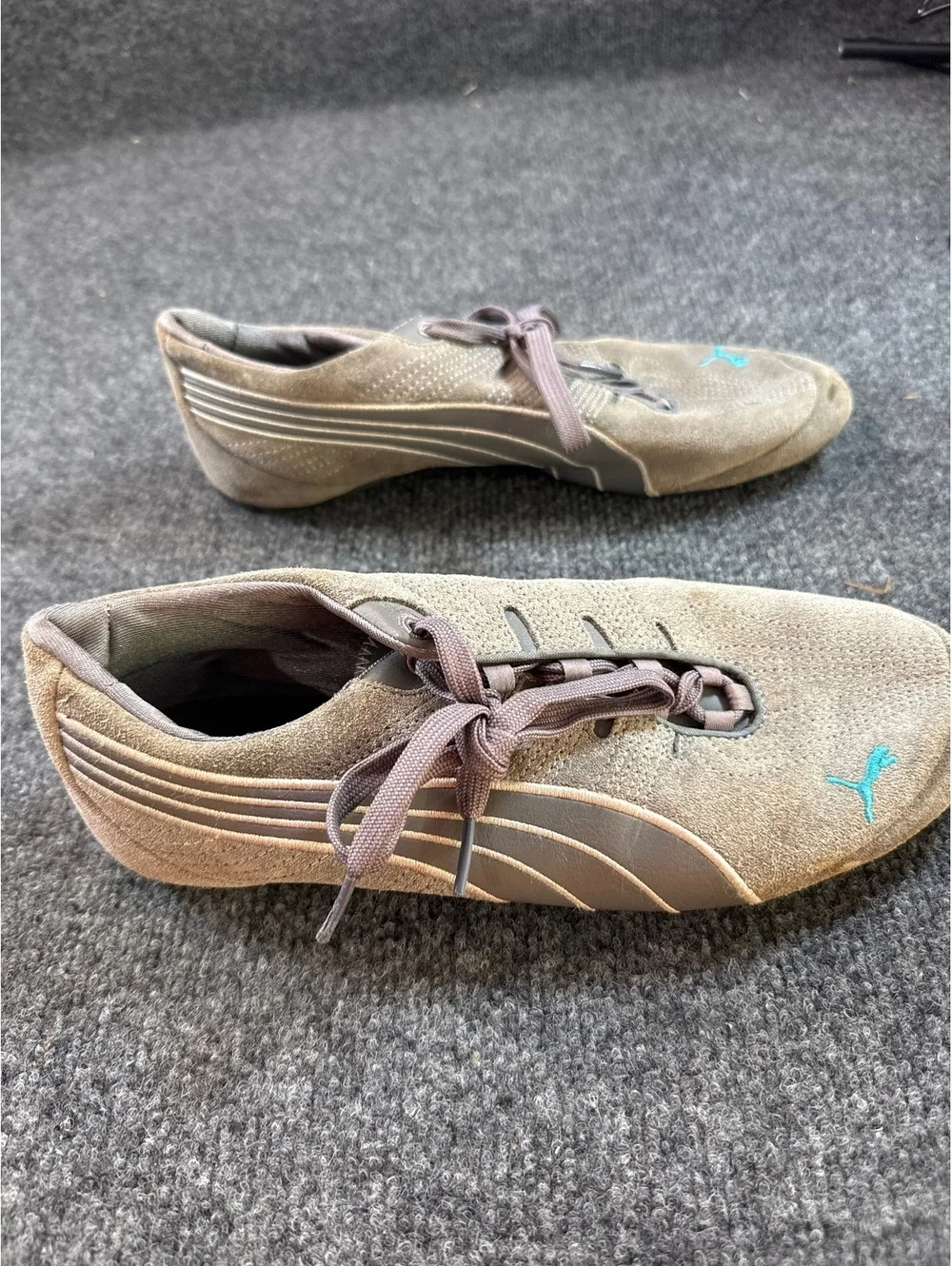 Puma Women’s Size 6 Gray Turquoise Lace Up Lightweight Athletic Shoes Sneakers